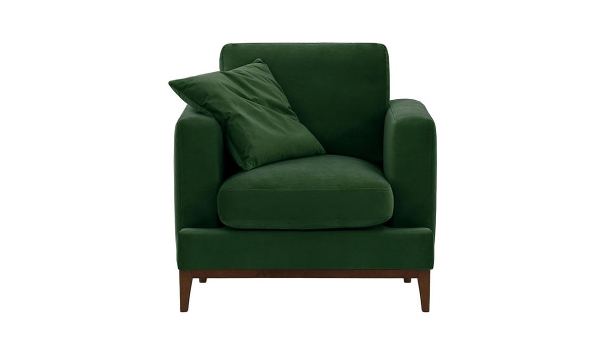 Fauteuil Covex Wood, vert foncé - Velluto 10, Couleur des pieds: Chêne foncé