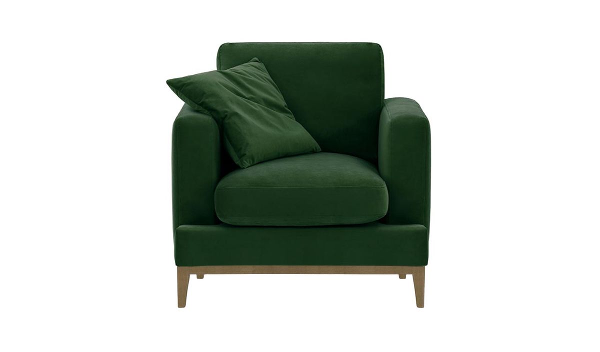 Fauteuil Covex Wood, vert foncé - Velluto 10, Couleur des pieds: Noir wax