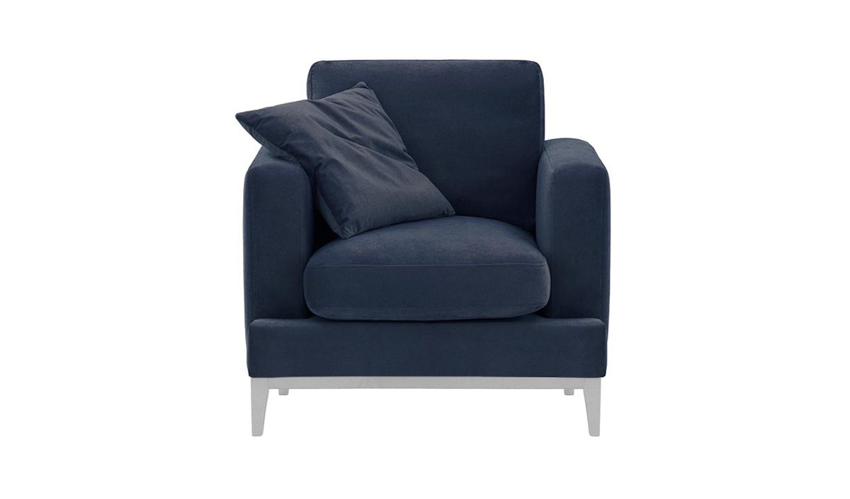 Fauteuil Covex Wood, bleu - Velluto 11, Couleur des pieds: Blanc