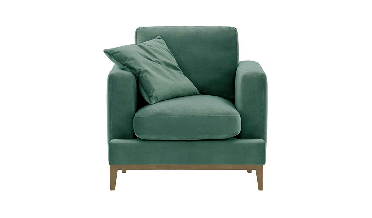 Fauteuil Covex Wood, bleu - Velluto 12, Couleur des pieds: Noir wax