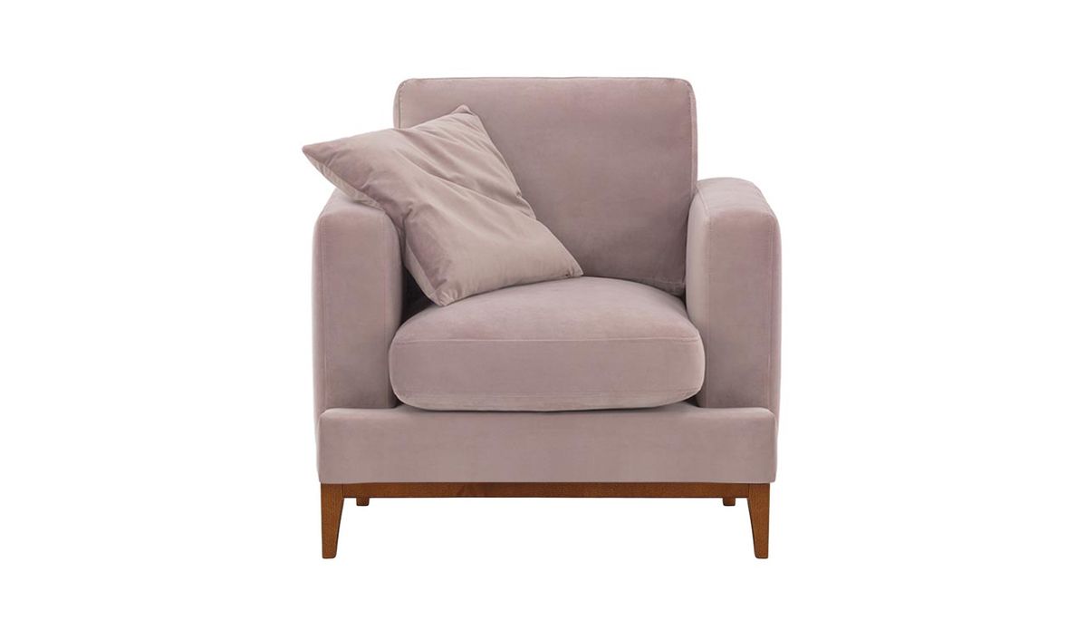 Fauteuil Covex Wood, lila/rose - Velluto 14, Couleur des pieds: aveo