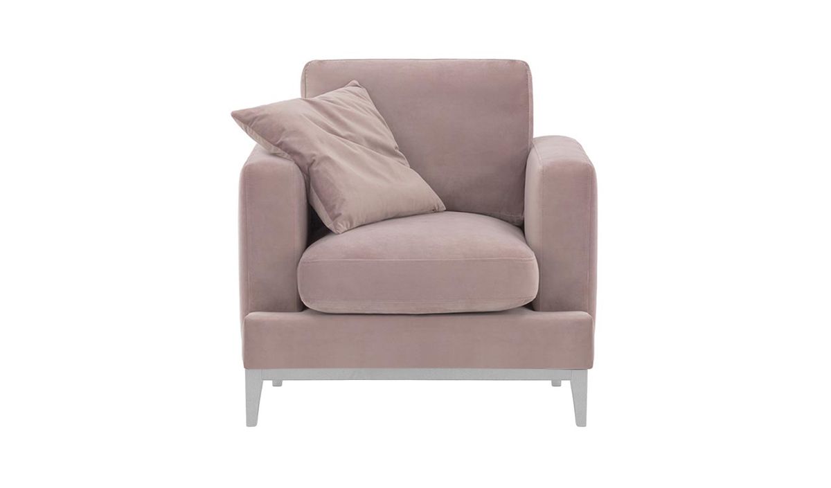 Fauteuil Covex Wood, lila/rose - Velluto 14, Couleur des pieds: Blanc