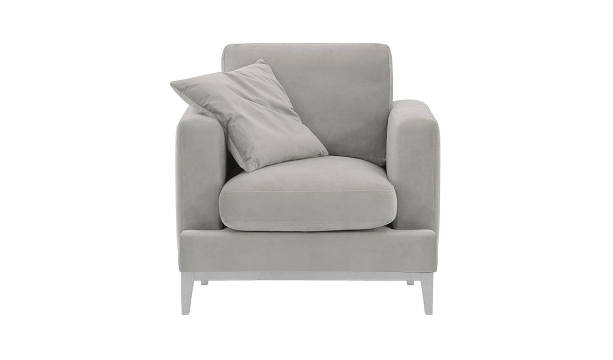 Fauteuil Covex Wood, gris clair - Velluto 15, Couleur des pieds: Blanc