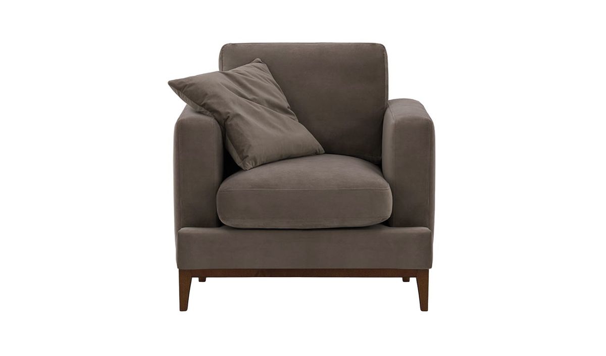 Fauteuil Covex Wood, gris éléphant - Velluto 17, Couleur des pieds: Chêne foncé