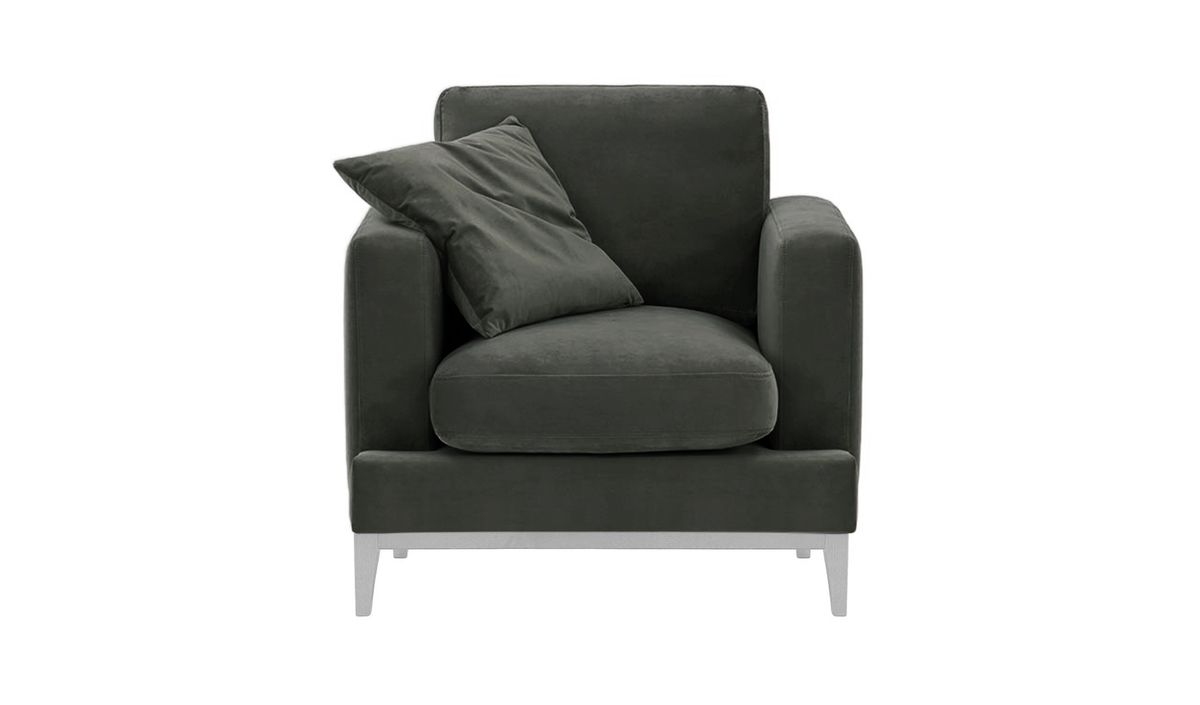 Fauteuil Covex Wood, graphite - Velluto 19, Couleur des pieds: Blanc