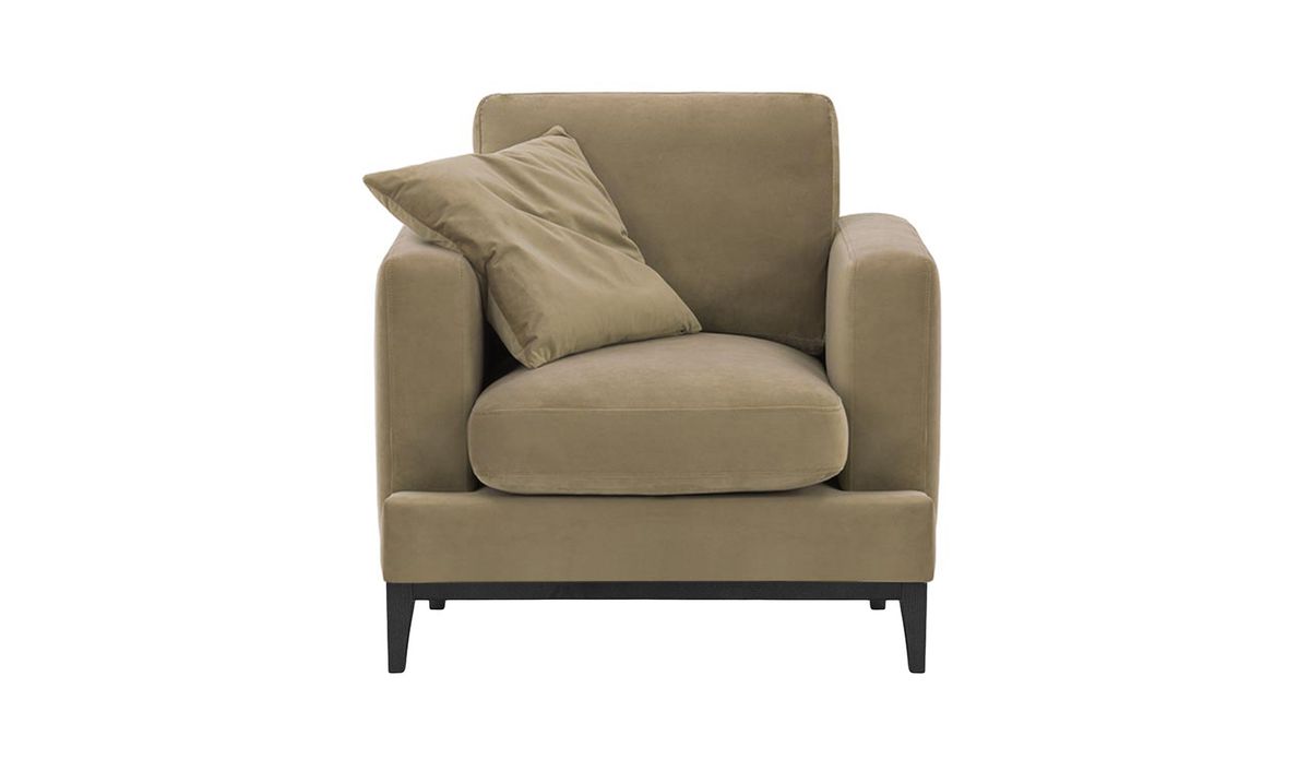Fauteuil Covex Wood, beige - Velluto 3, Couleur des pieds: Noir