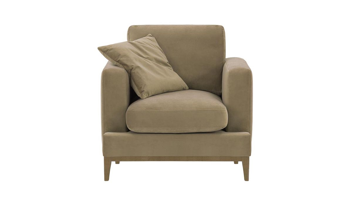 Fauteuil Covex Wood, beige - Velluto 3, Couleur des pieds: Noir wax