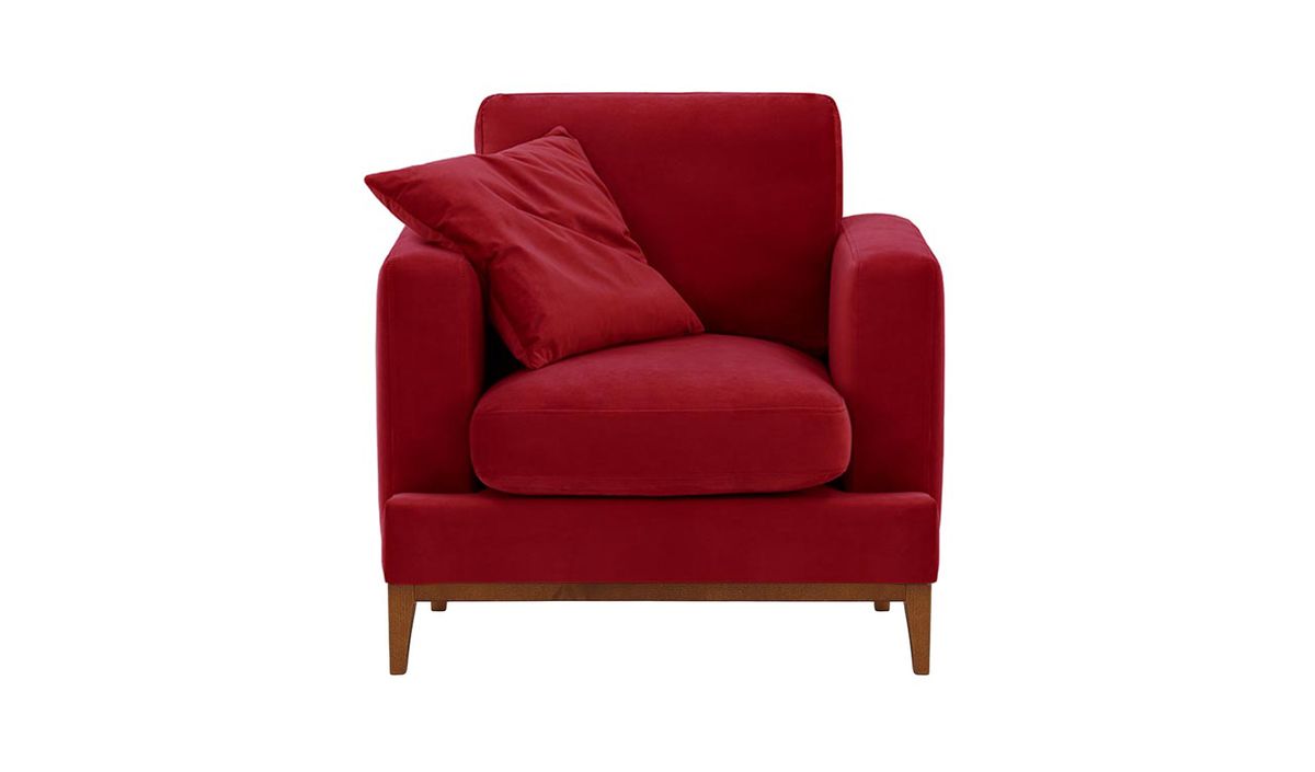 Fauteuil Covex Wood, rouge - Velluto 7, Couleur des pieds: aveo