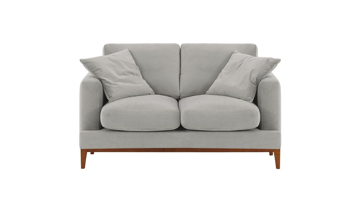 Canapé deux places Covex Wood, gris clair - Velluto 15, Couleur des pieds: aveo