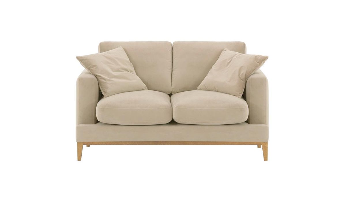Canapé deux places Covex Wood, beige clair - Velluto 2, Couleur des pieds: Chêne clair