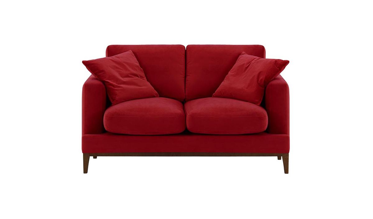 Canapé deux places Covex Wood, rouge - Velluto 7, Couleur des pieds: Chêne foncé