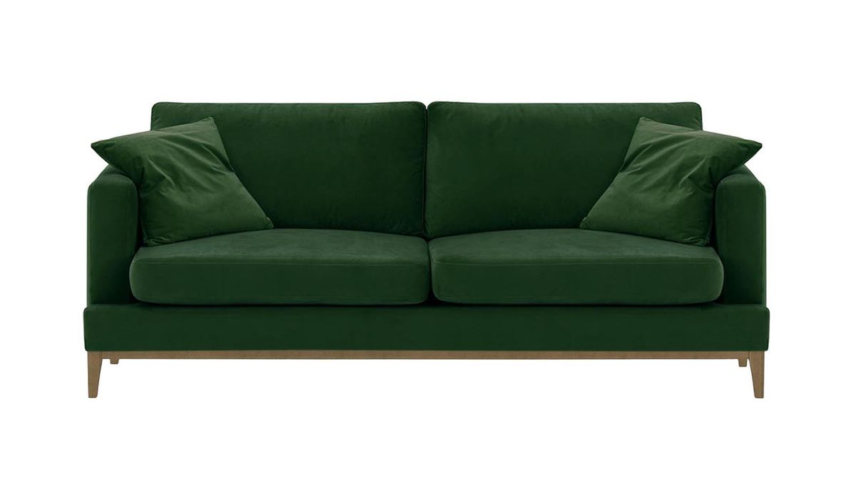 Canapé trois places Covex Wood, vert foncé - Velluto 10, Couleur des pieds: Noir wax