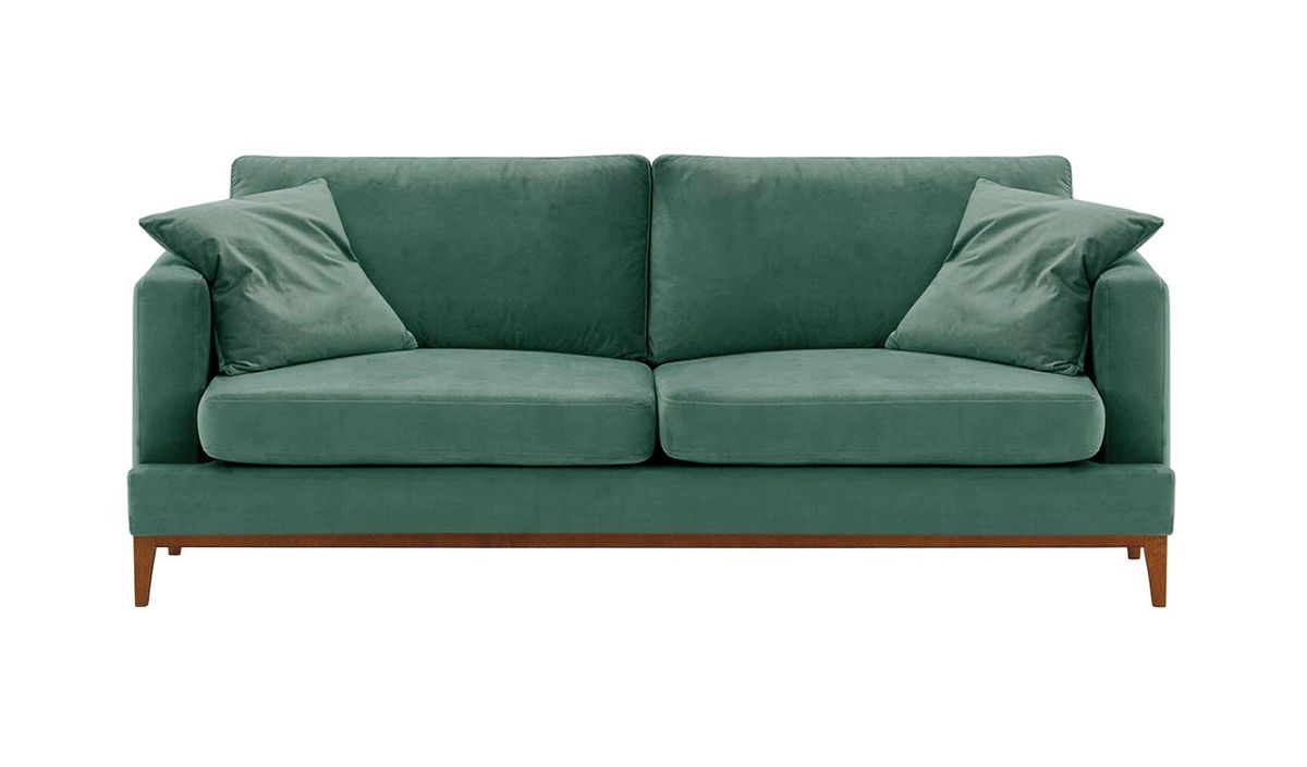 Canapé trois places Covex Wood, bleu - Velluto 12, Couleur des pieds: aveo