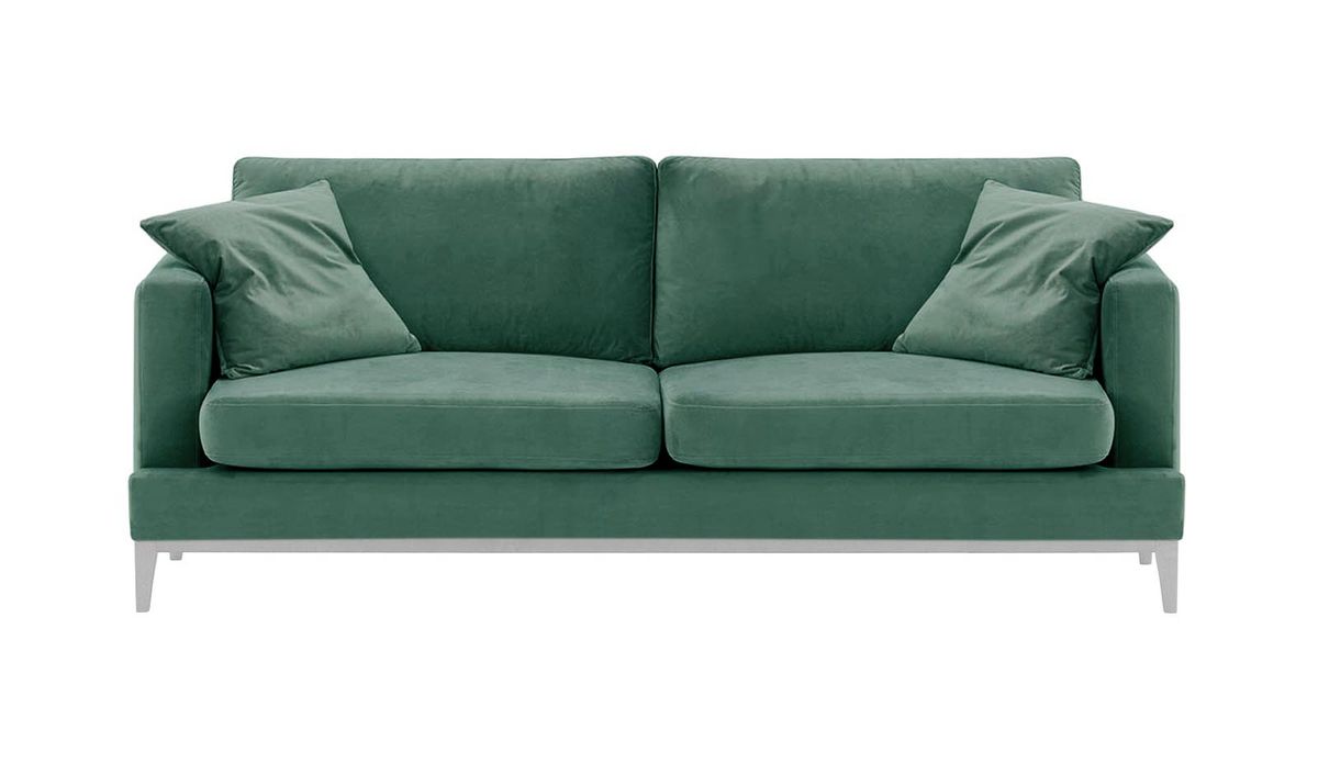 Canapé trois places Covex Wood, bleu - Velluto 12, Couleur des pieds: Blanc