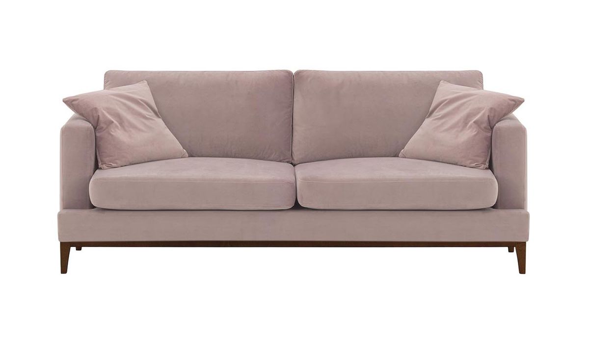 Canapé trois places Covex Wood, lila/rose - Velluto 14, Couleur des pieds: Chêne foncé