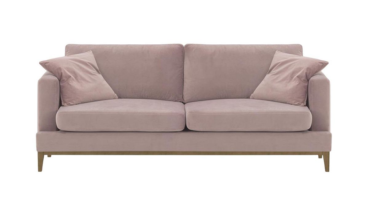 Canapé trois places Covex Wood, lila/rose - Velluto 14, Couleur des pieds: Noir wax