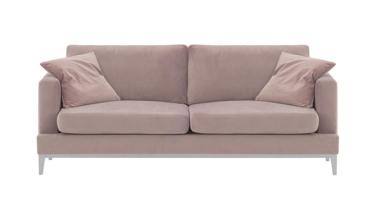 Canapé trois places Covex Wood, lila/rose - Velluto 14, Couleur des pieds: Blanc