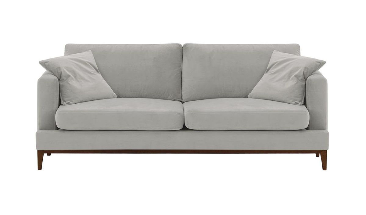 Canapé trois places Covex Wood, gris clair - Velluto 15, Couleur des pieds: Chêne foncé
