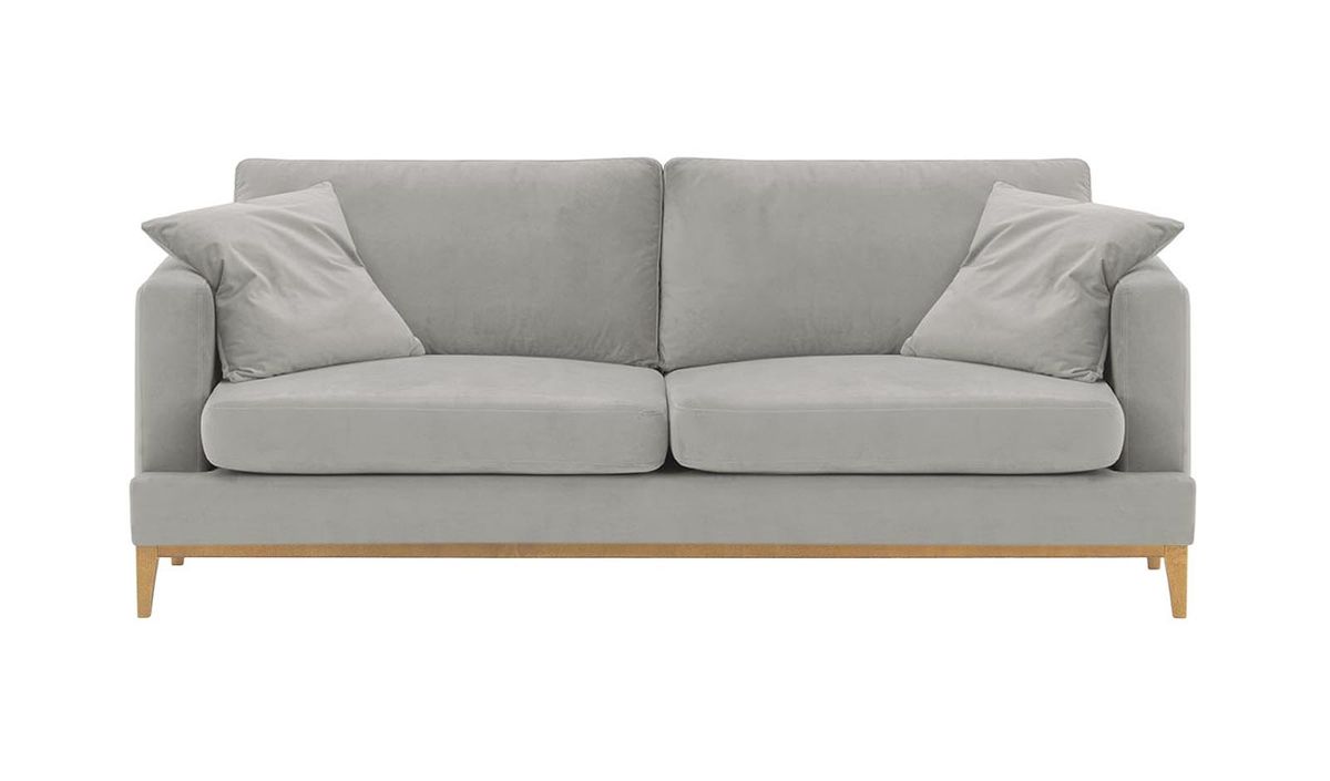 Canapé trois places Covex Wood, gris clair - Velluto 15, Couleur des pieds: Chêne clair