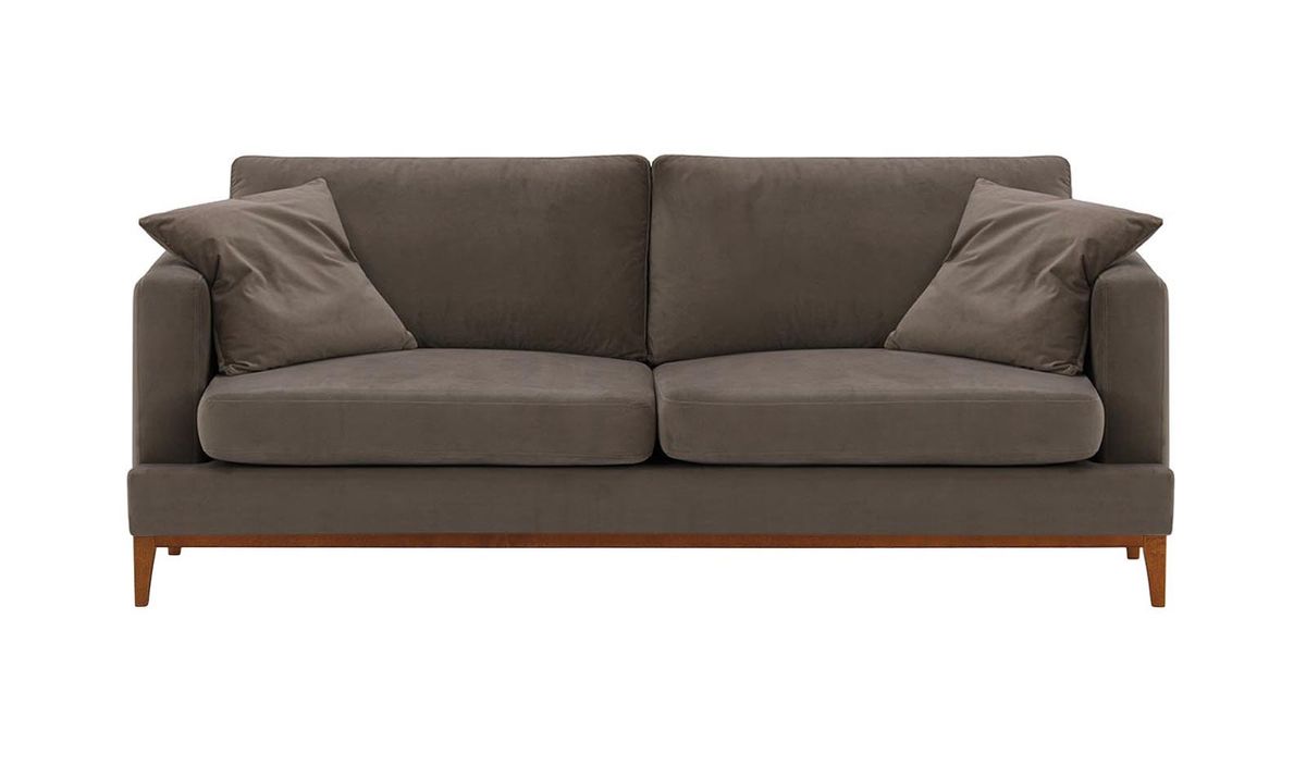 Canapé trois places Covex Wood, gris éléphant - Velluto 17, Couleur des pieds: aveo