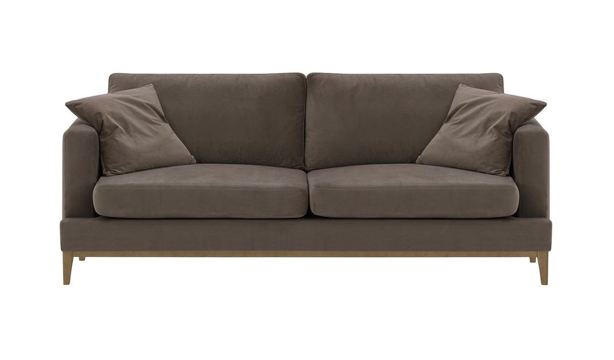 Canapé trois places Covex Wood, gris éléphant - Velluto 17, Couleur des pieds: Noir wax