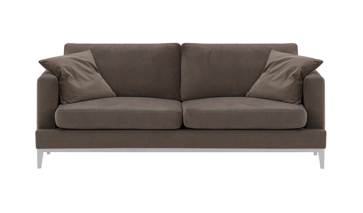 Canapé trois places Covex Wood, gris éléphant - Velluto 17, Couleur des pieds: Blanc