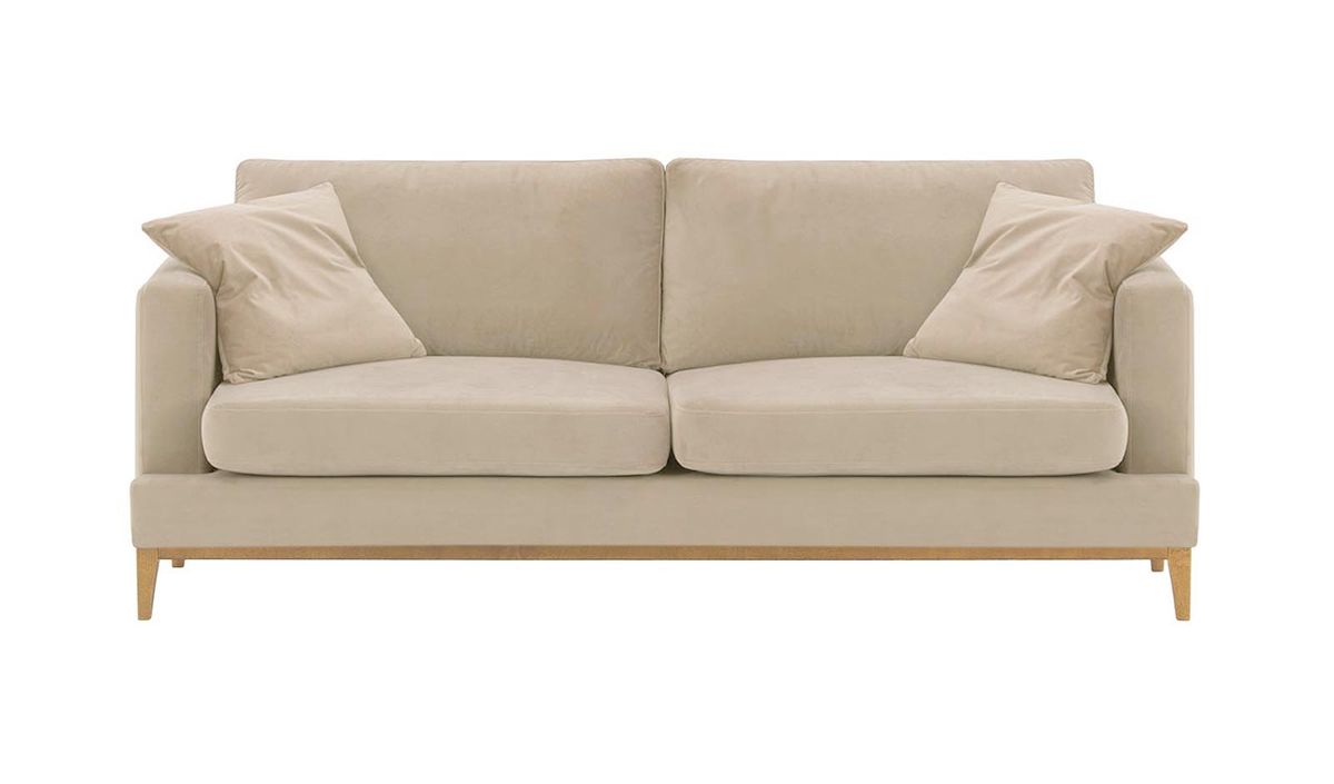 Canapé trois places Covex Wood, beige clair - Velluto 2, Couleur des pieds: Chêne clair