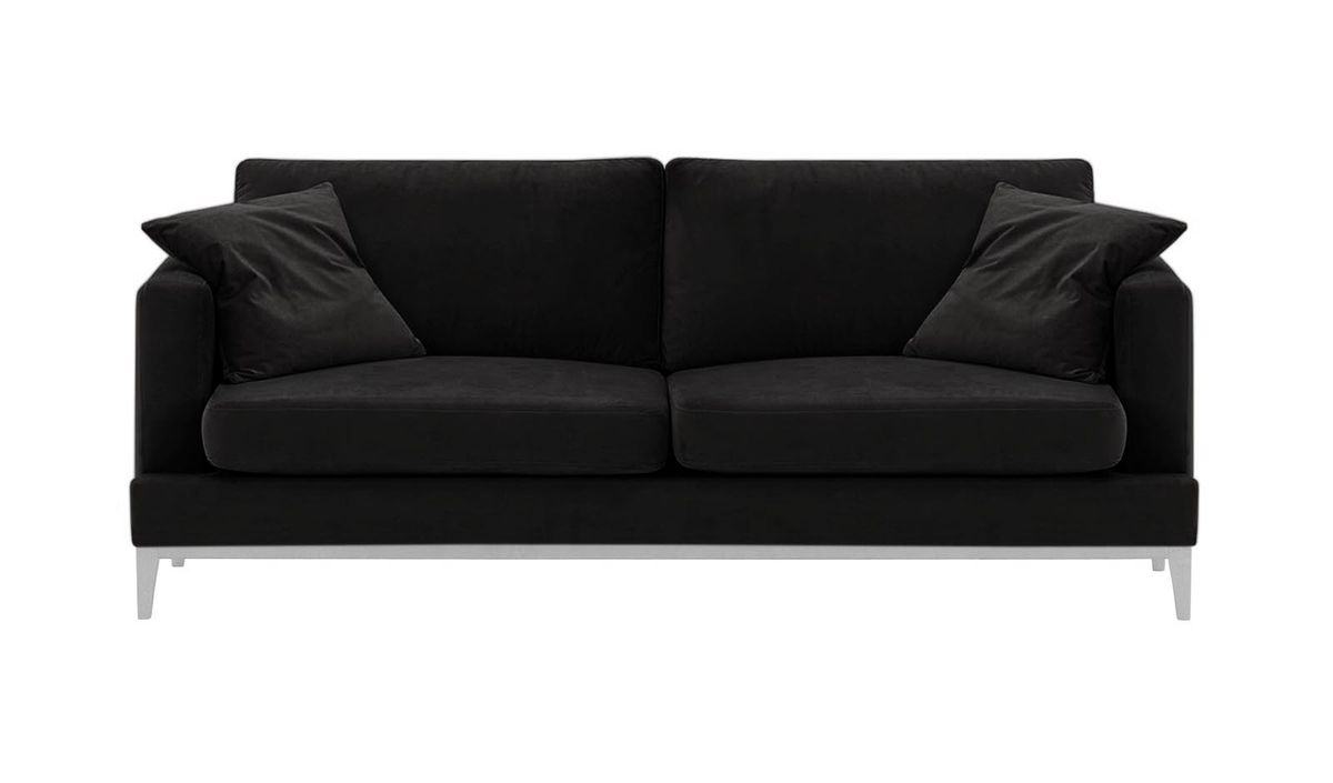 Canapé trois places Covex Wood, noir - Velluto 20, Couleur des pieds: Blanc