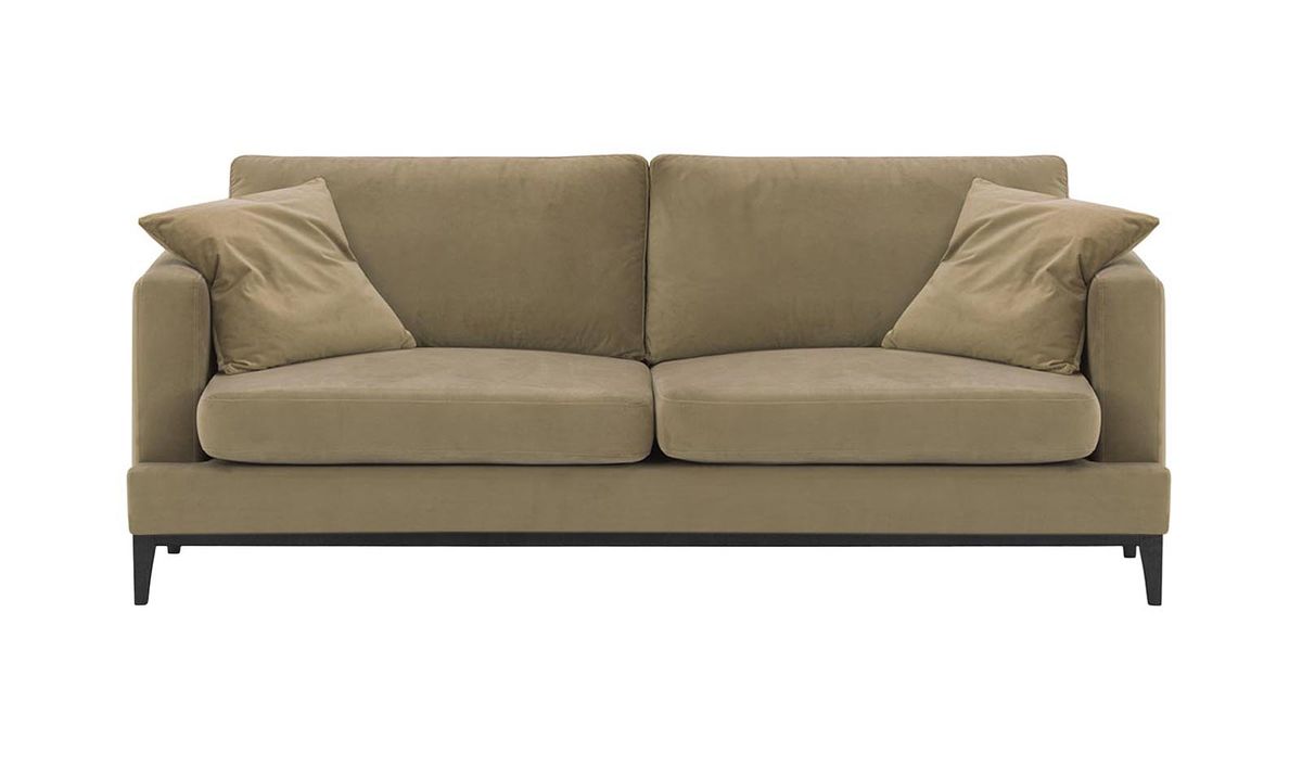 Canapé trois places Covex Wood, beige - Velluto 3, Couleur des pieds: Noir