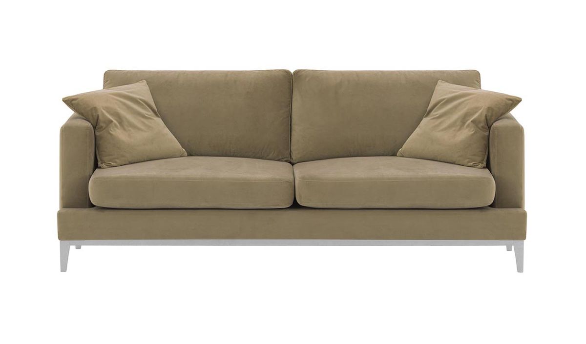 Canapé trois places Covex Wood, beige - Velluto 3, Couleur des pieds: Blanc
