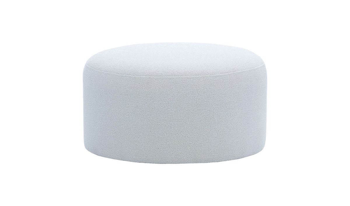 Zaz - Grand pouf rond, Teddy dove - gris clair