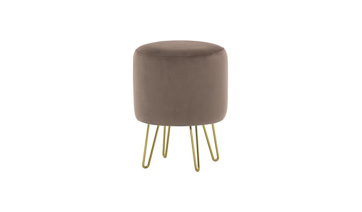 Petit pouf rond avec pieds métalliques Flair, gris éléphant - Velluto 17