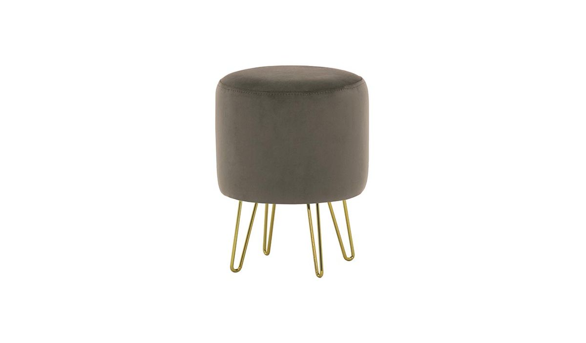 Petit pouf rond avec pieds métalliques Flair, graphite - Velluto 19