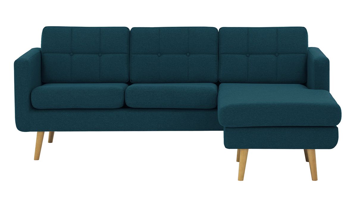 Canapé d’angle droit Brest, bleu foncé - Malmo 81