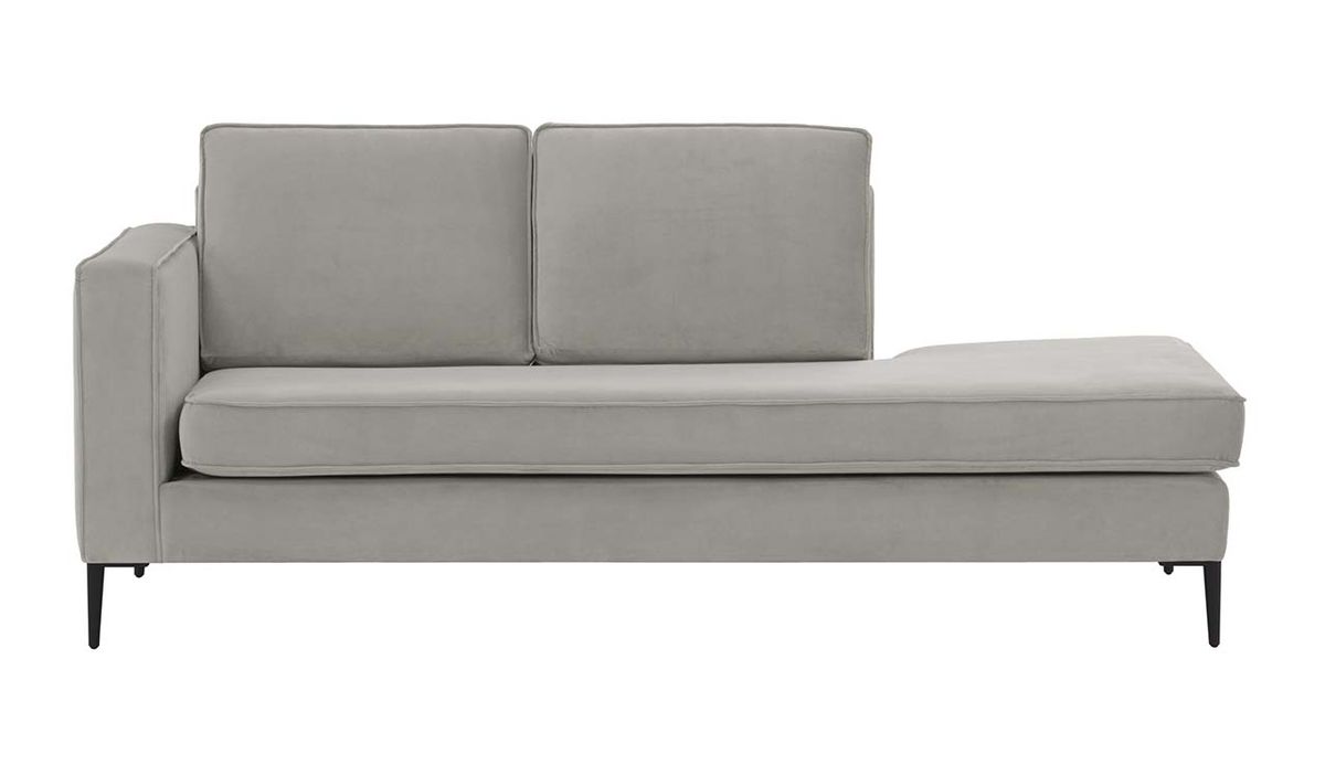 Chaise longue/divan gauche Eaz, gris clair - Velluto 15