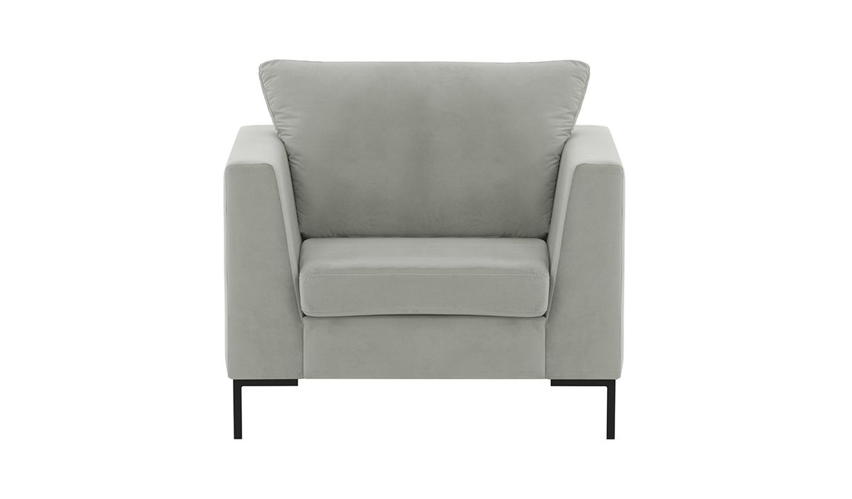 Fauteuil Gosena, gris clair - Velluto 15, Couleur des pieds: Métal noir
