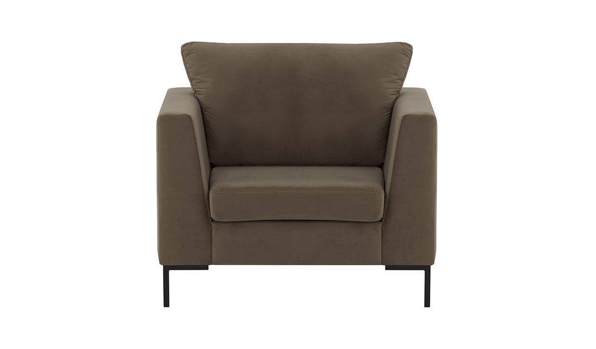 Fauteuil Gosena, gris éléphant - Velluto 17, Couleur des pieds: Métal noir