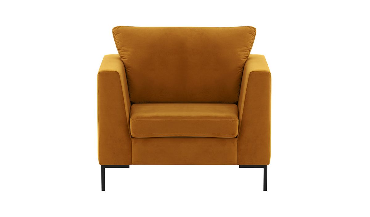 Fauteuil Gosena, moutarde - Velluto 8, Couleur des pieds: Métal noir