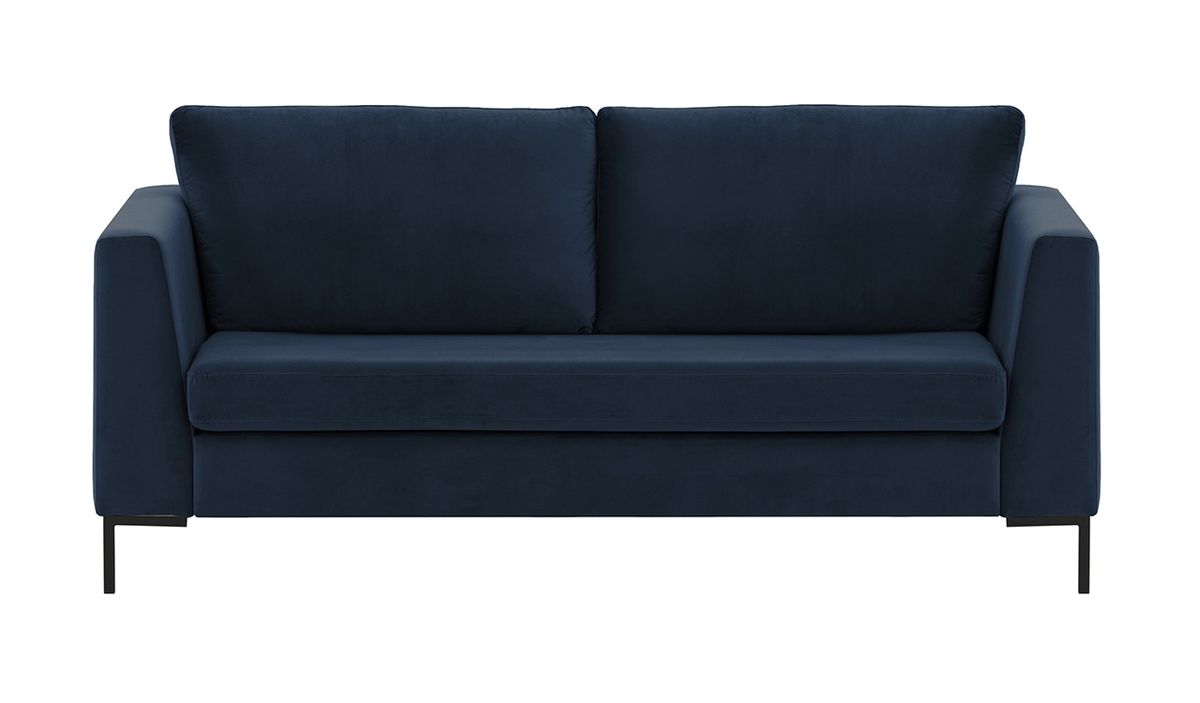 Canapé 2,5 places Gosena, bleu - Velluto 11, Couleur des pieds: Métal noir