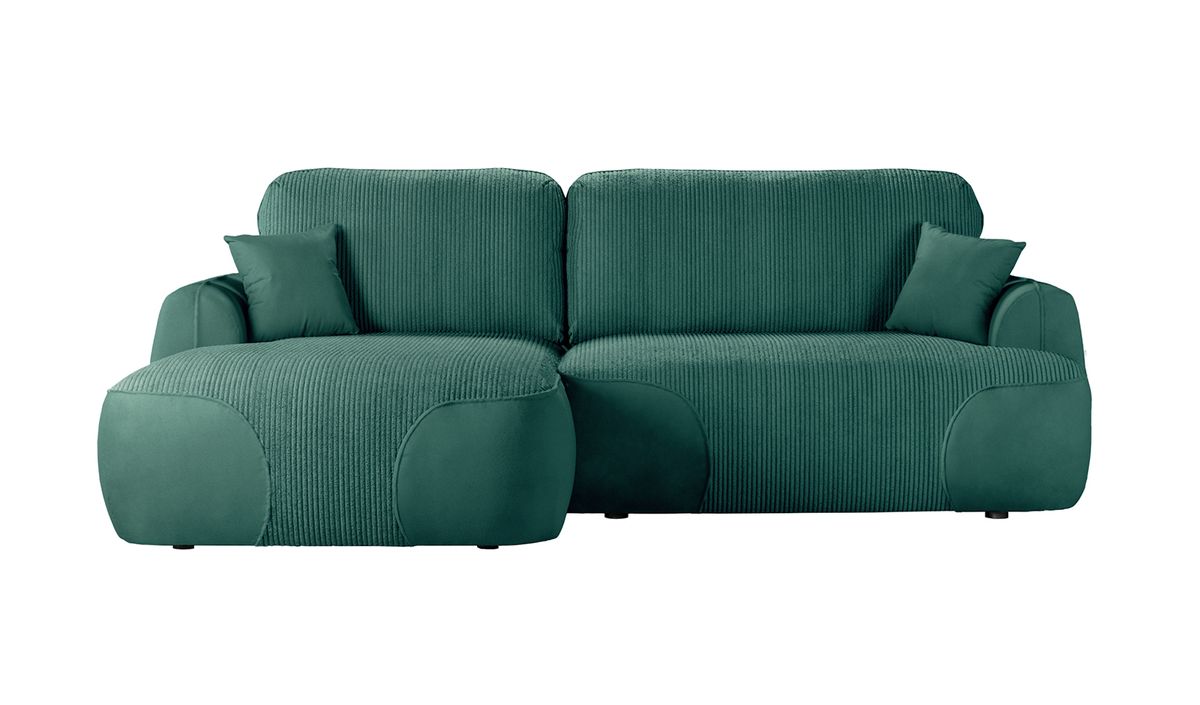 Satell – canapé d’angle gauche avec fonction lit, Poso 14/Kronos 14 - vert foncé