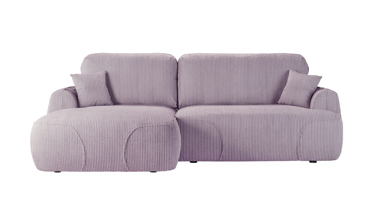 Satell – canapé d’angle gauche avec fonction lit, Poso 27 - lilas clair