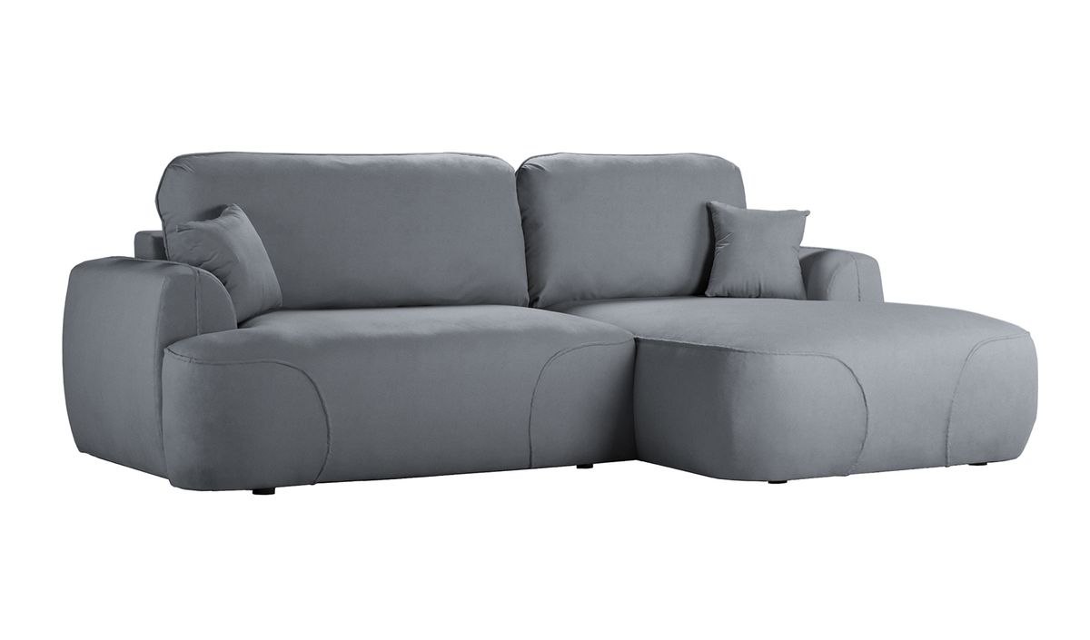 Satell – canapé d’angle droit avec fonction lit, gris clair - Kronos 15