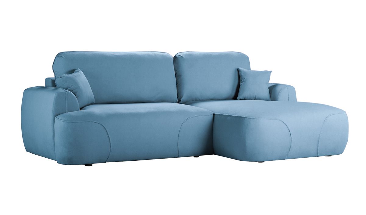 Satell – canapé d’angle droit avec fonction lit, bleu ciel - Kronos 31