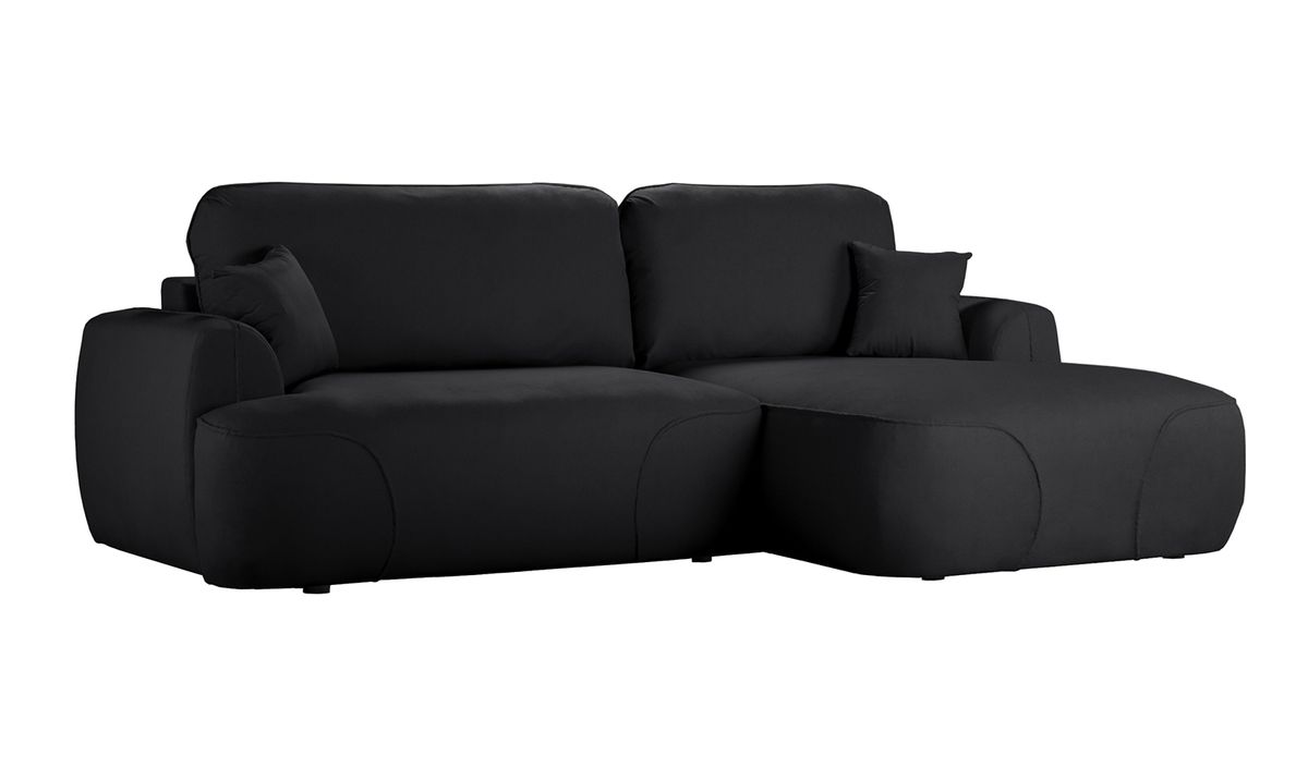 Satell – canapé d’angle droit avec fonction lit, noir - Kronos 7