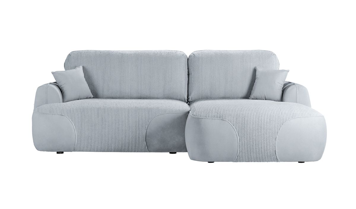 Satell – canapé d’angle droit avec fonction lit, Poso 55/Paros 5 - gris clair