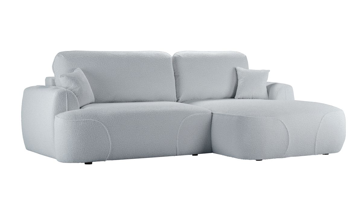 Satell – canapé d’angle droit avec fonction lit, Teddy dove - gris clair