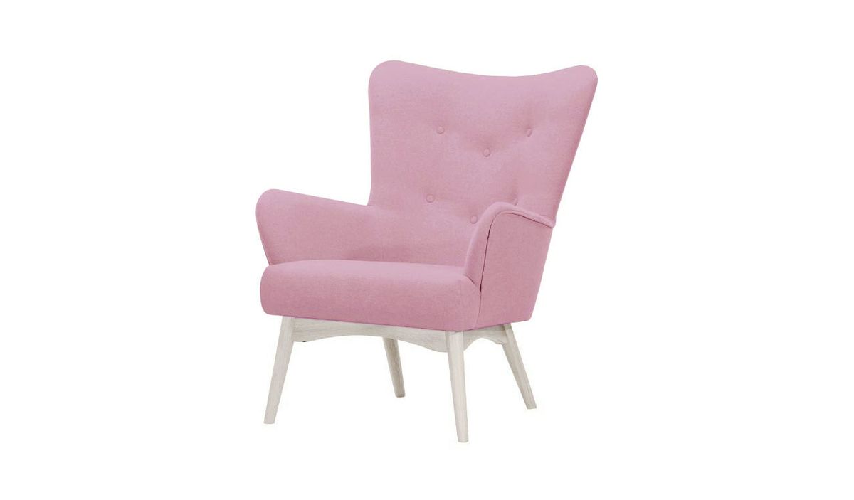 Fauteuil à oreilles Savano, Violet - Baku 16, Couleur des pieds: Blanc