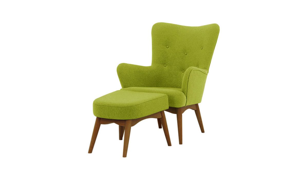 Fauteuil à oreilles avec repose-pied Savano — vue 3