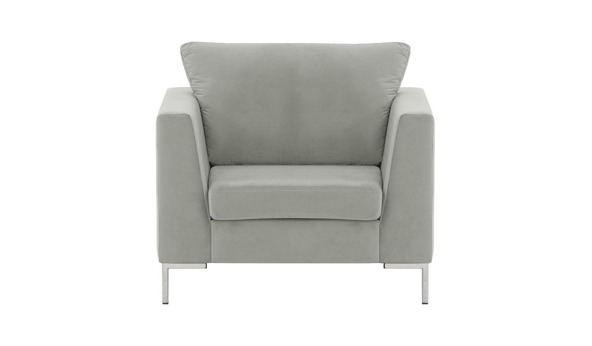 Fauteuil Gosena, gris clair - Velluto 15, Couleur des pieds: Métal chromé