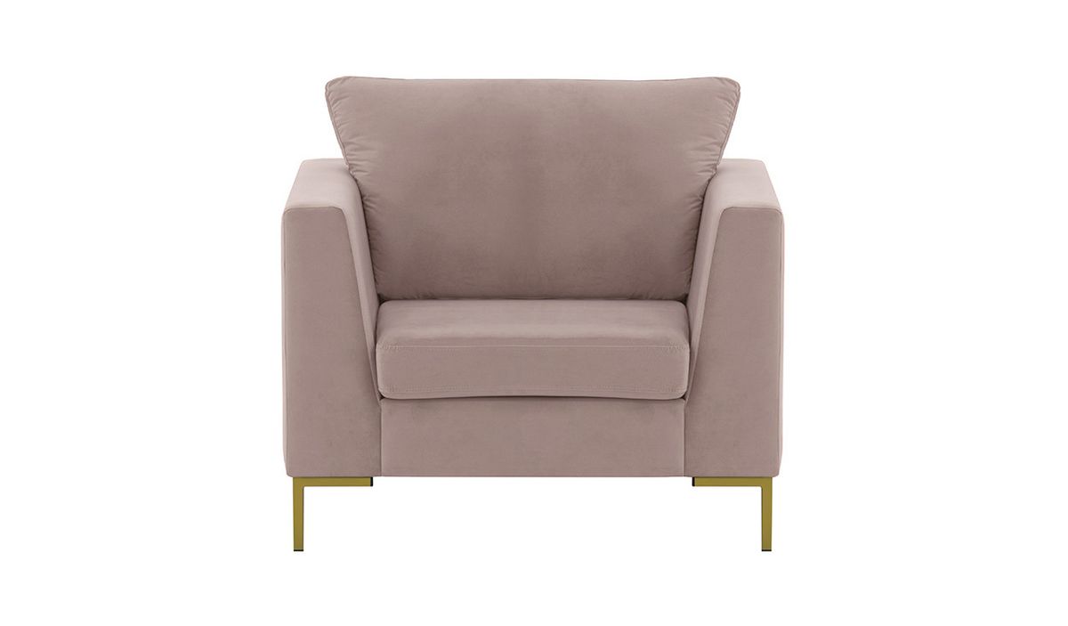 Fauteuil Gosena, lila/rose - Velluto 14, Couleur des pieds: Métal doré